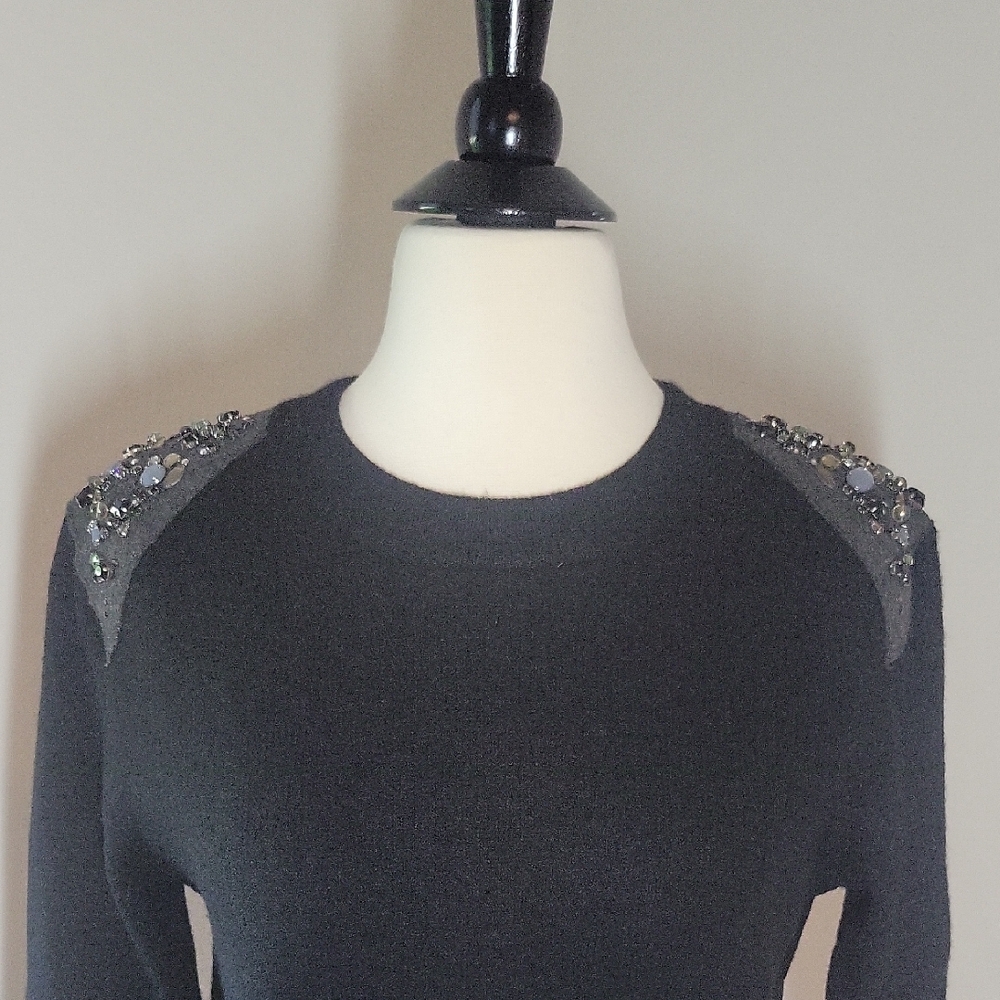 J. Crew Merino Sweater with Embellished Shoulders - Picture 2 of 10